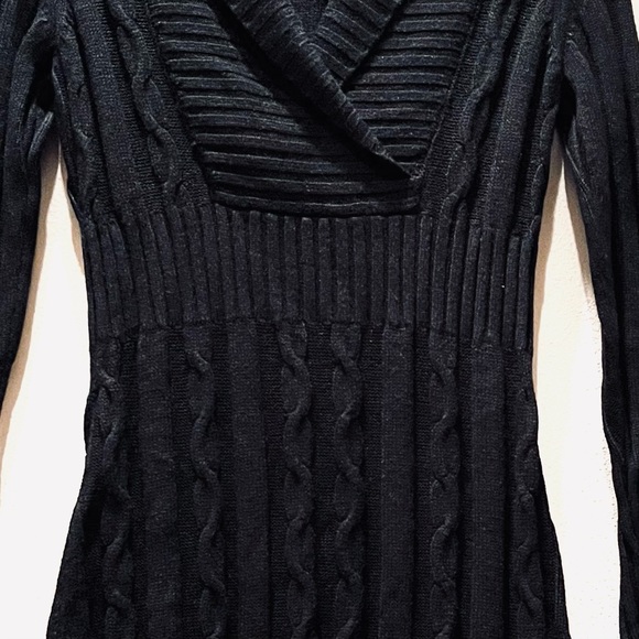 Alfani Womens Sweater Dress Silk Angora Blend Chunky Cable Knit Black Small - Picture 4 of 11